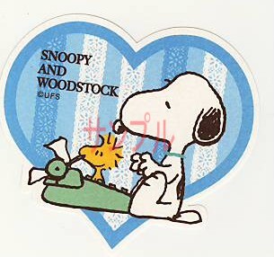 スヌーピー・大判ステッカー「タイプライター」