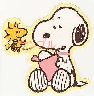 スヌーピー・ダイカットステッカー（イエロー）