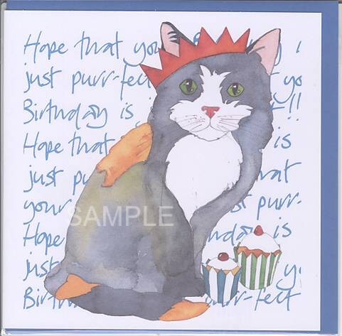 square card-誕生日王冠猫