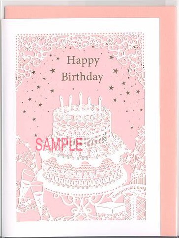 誕生日：レーザーカット・ケーキ赤