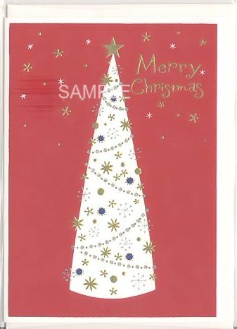 X'masフォーマルカード（封筒付）「ツリー：赤」