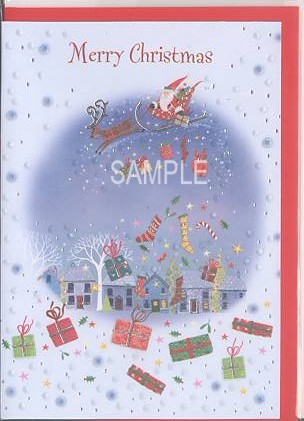 X'masフォーマルカード（封筒付）「そり乗るサンタ」