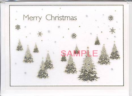 ベルベットX'masカード（封筒付）「ツリー：白青」