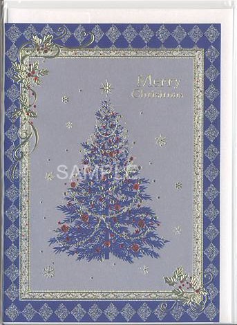 X'masフォーマルカード（封筒付）「ツリー：紺」