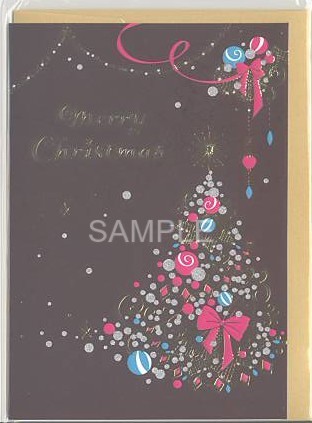 X'masフォーマルカード（封筒付）「ツリー・茶」