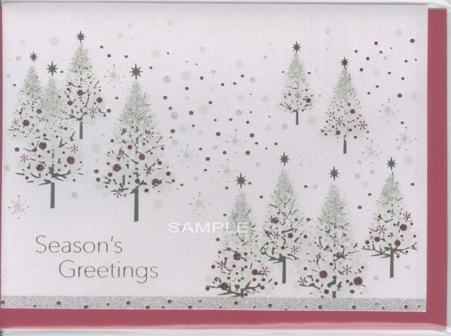 Saeson's Greetingsフォーマルカード（封筒付）「ツリー・赤」