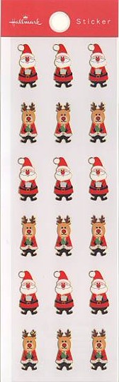 X'mas・ステッカー「サンタとトナカイ」